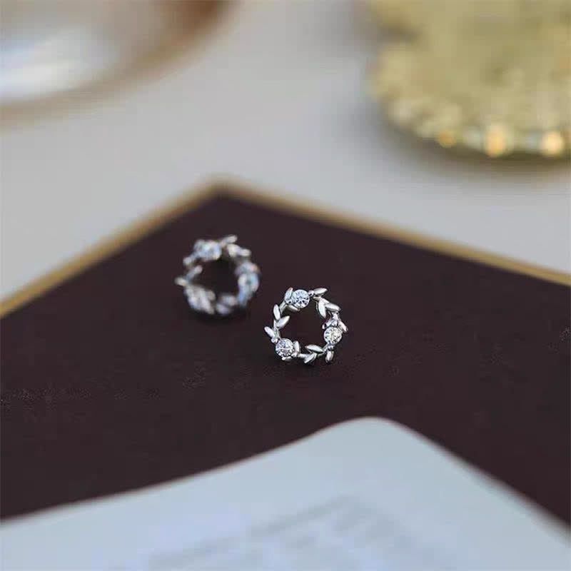 925 Sterling Silver Spiritual Earrings Tiny Wreath Blessing Flower