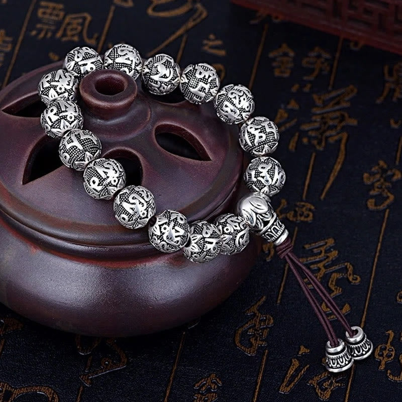 Om Mani Padme Hum Alloy Bracelet | 8mm Spiritual Protection Beads