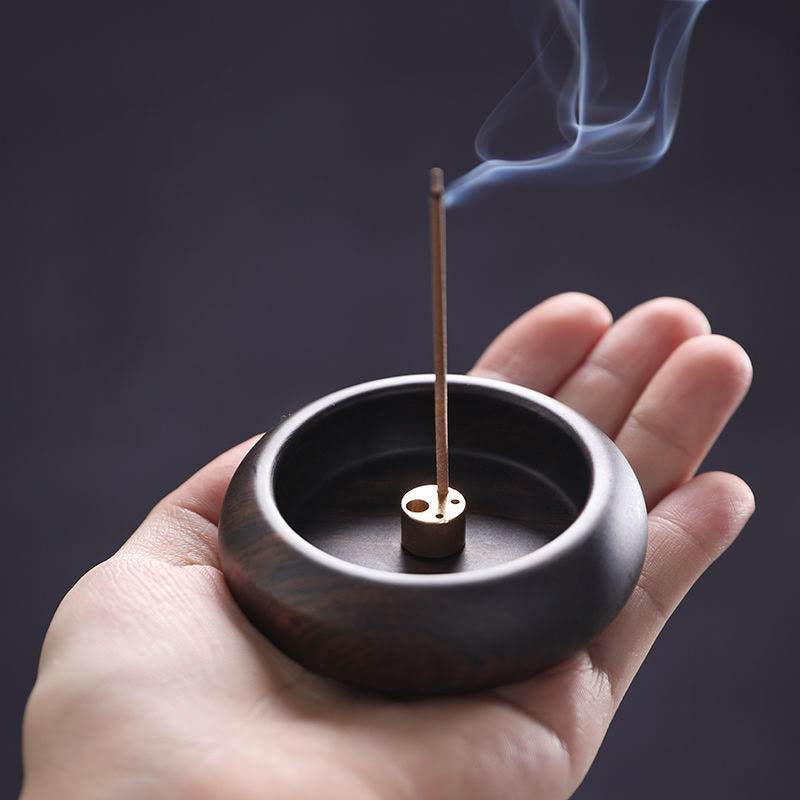 Mini Ebony Wood Meditation Incense Burner 6.6cm