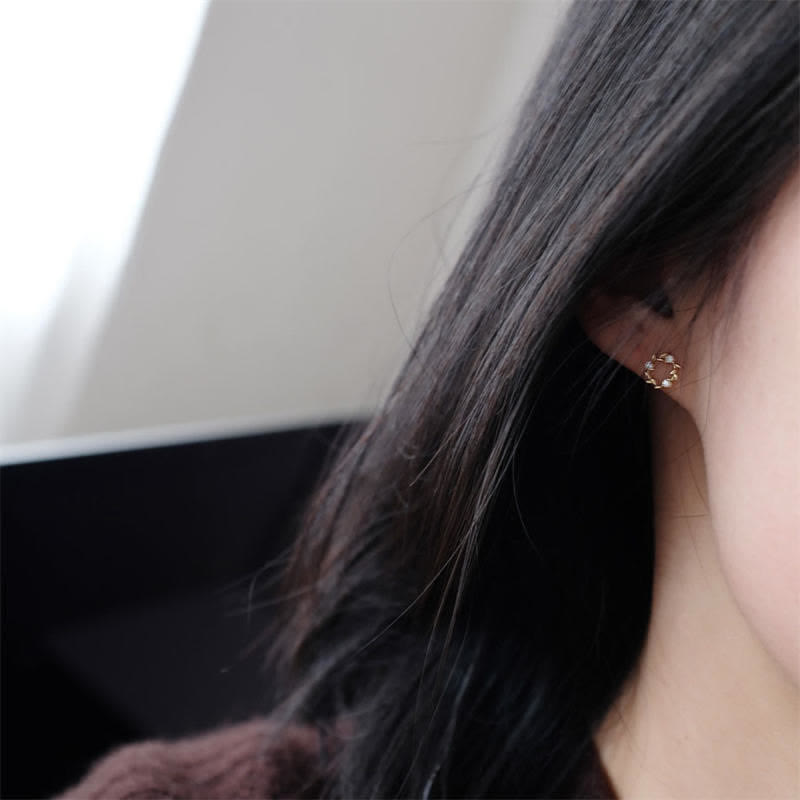 925 Sterling Silver Spiritual Earrings Tiny Wreath Blessing Flower