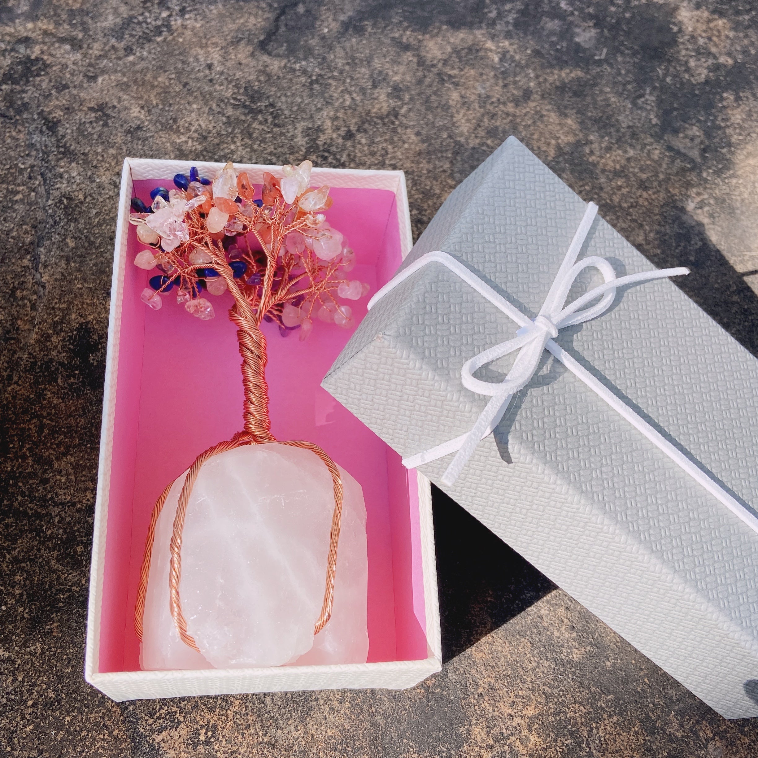 128-140mm Rose Quartz Crystal Tree for Healing & Decor