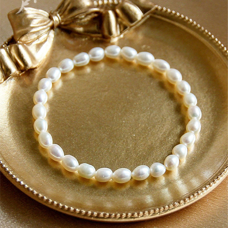 Natural Pearl Healing Beaded Bracelet 4-5mm for Optimism