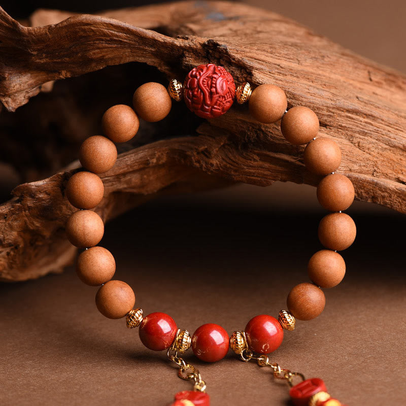 Peach Wood Pixiu Bracelet for Wealth & Protection 8mm Beads