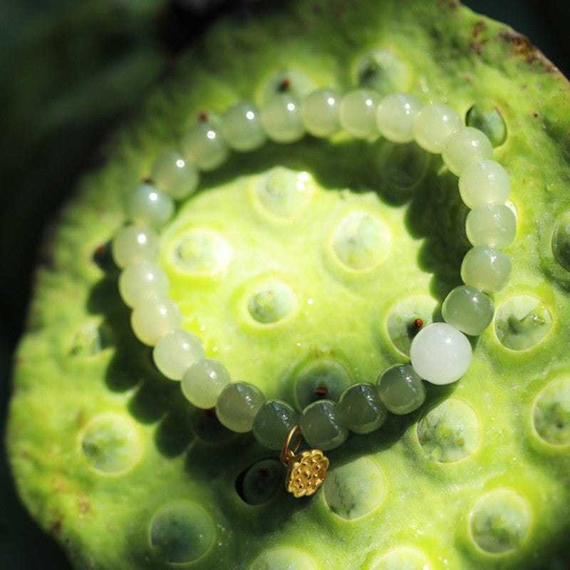 Jade Lotus Abundance Adjustable Bracelet for Prosperity