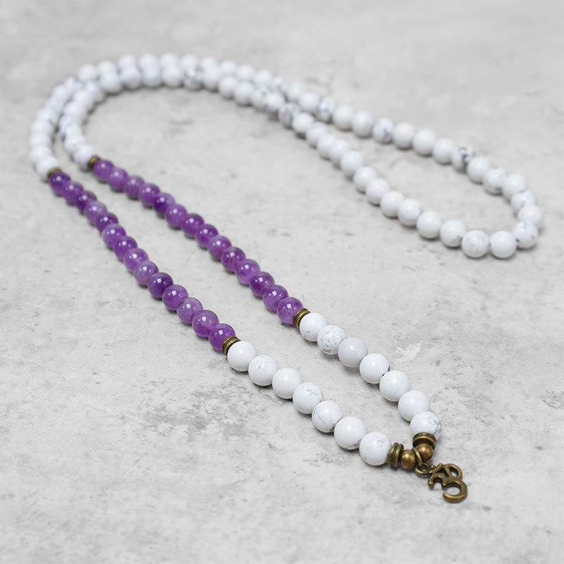 108 Beads Amethyst White Turquoise Healing Bracelet