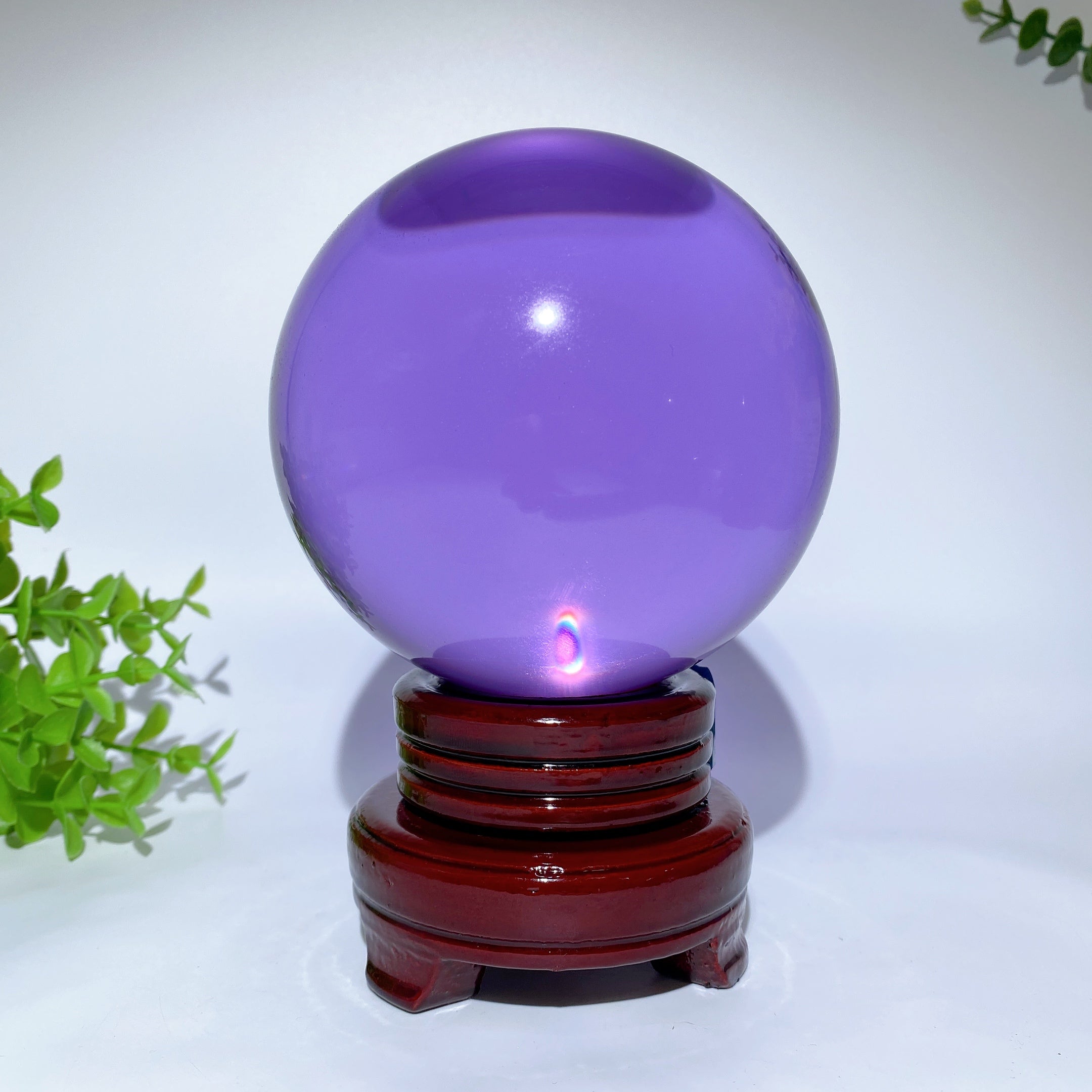 12cm Crystal Sphere with Stand | Purple Blue Pink Glass Orb