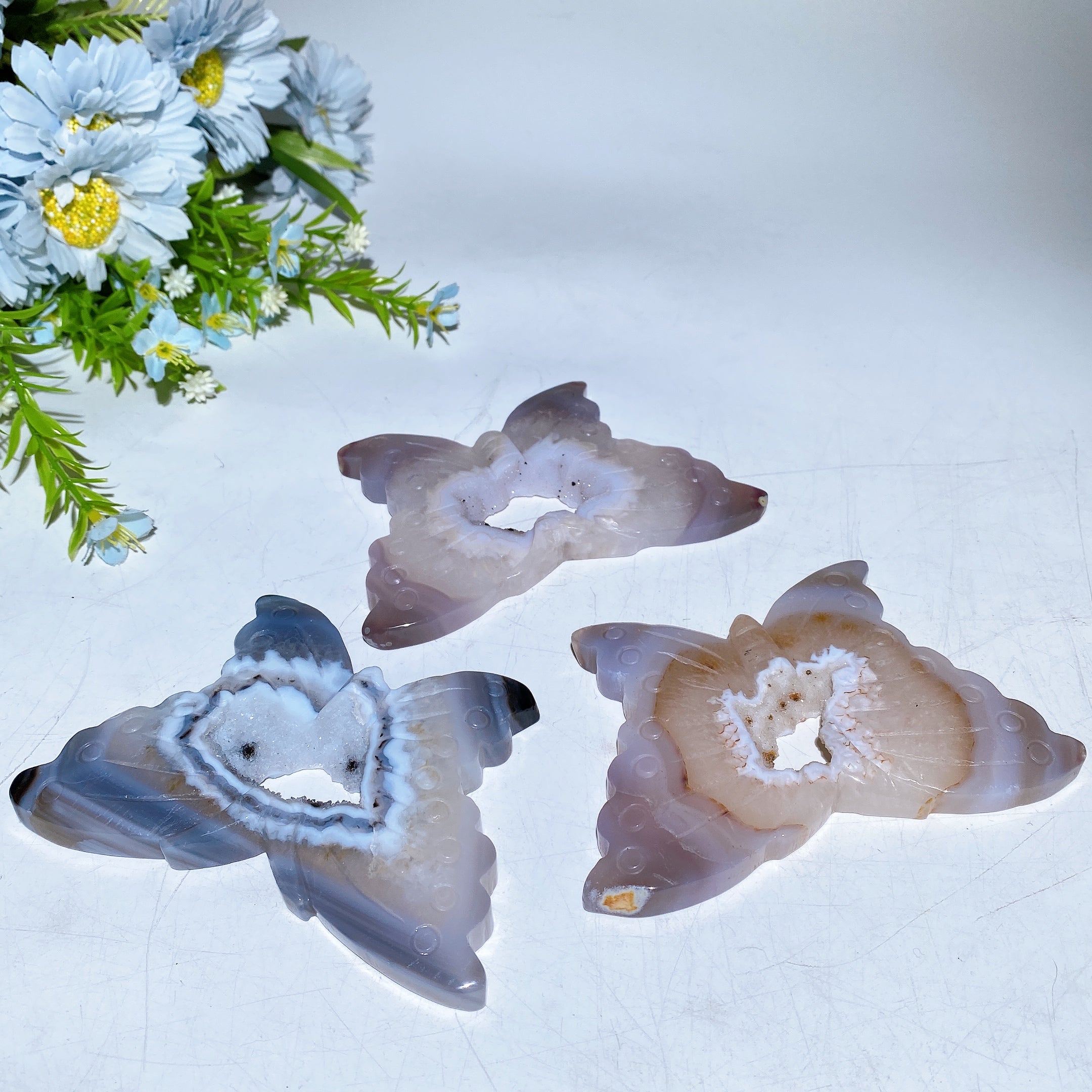 12cm Druzy Agate Butterfly Crystal Animal Carving