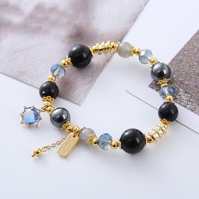 12mm Black Obsidian Hematite Strength Bracelet for Women