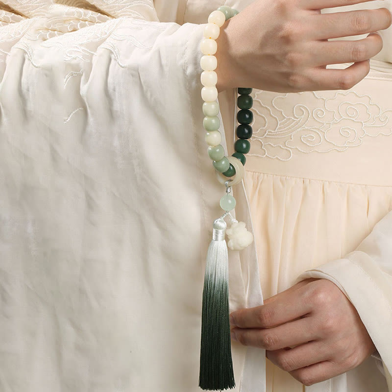 12mm Bodhi Seed Lotus Wisdom Wrist Mala Bracelet