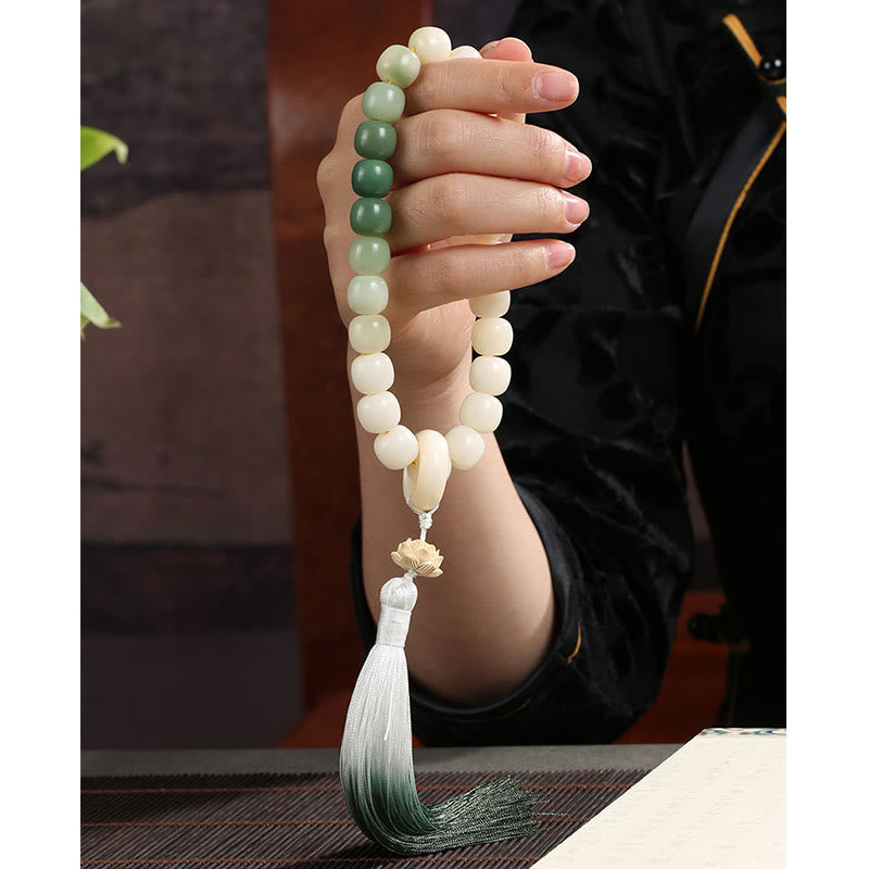 12mm Bodhi Seed Lotus Wisdom Wrist Mala Bracelet