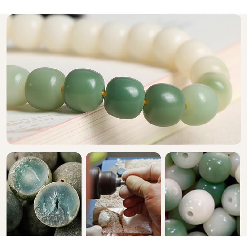 12mm Bodhi Seed Lotus Wisdom Wrist Mala Bracelet