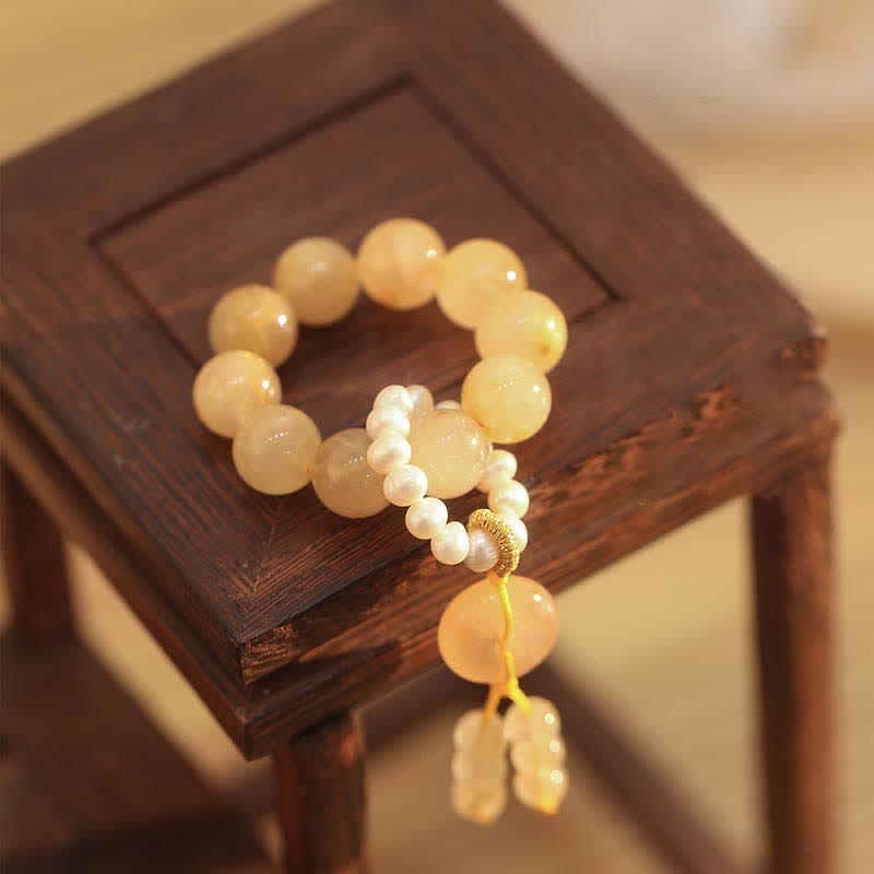 12mm Citrine Bracelet with Peace Buckle for Prosperity