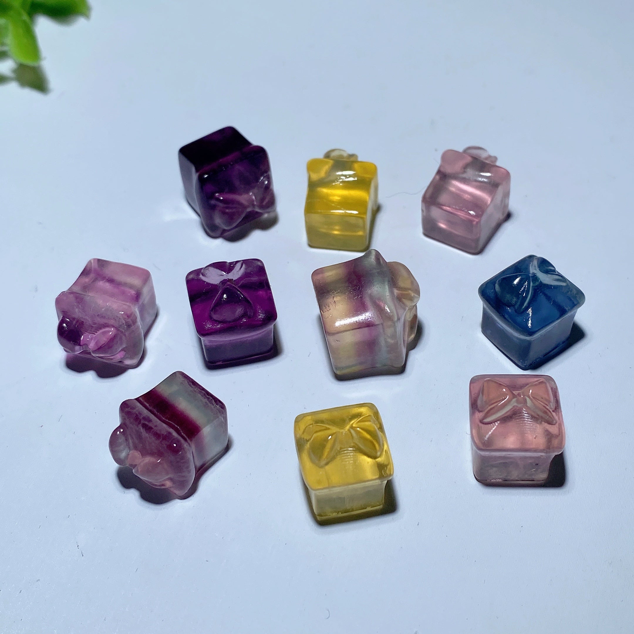 12mm Mini Fluorite Crystal Gift Box Carving for Jewelry DIY