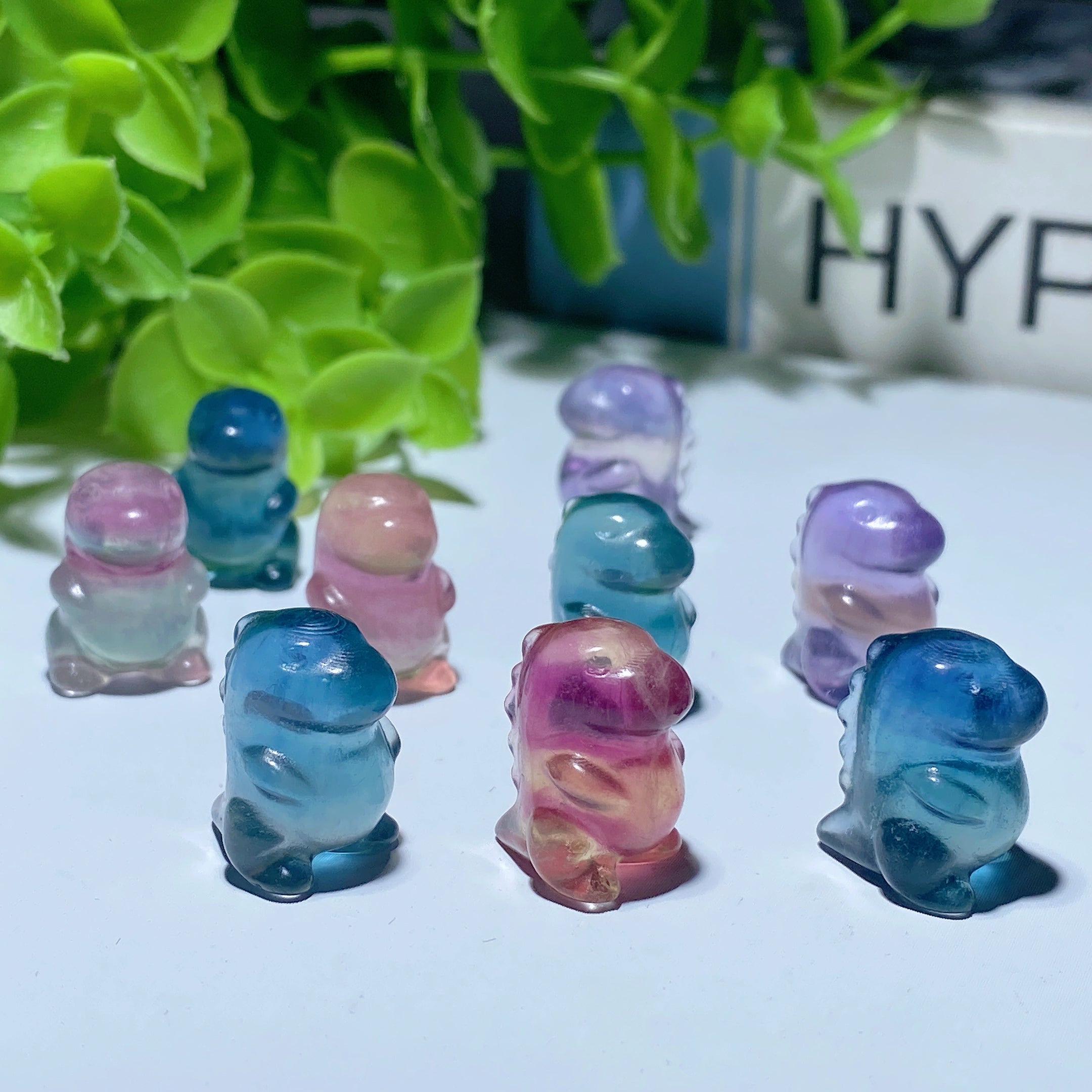 12mm Mini Fluorite Dinosaur Crystal Carving for Jewelry