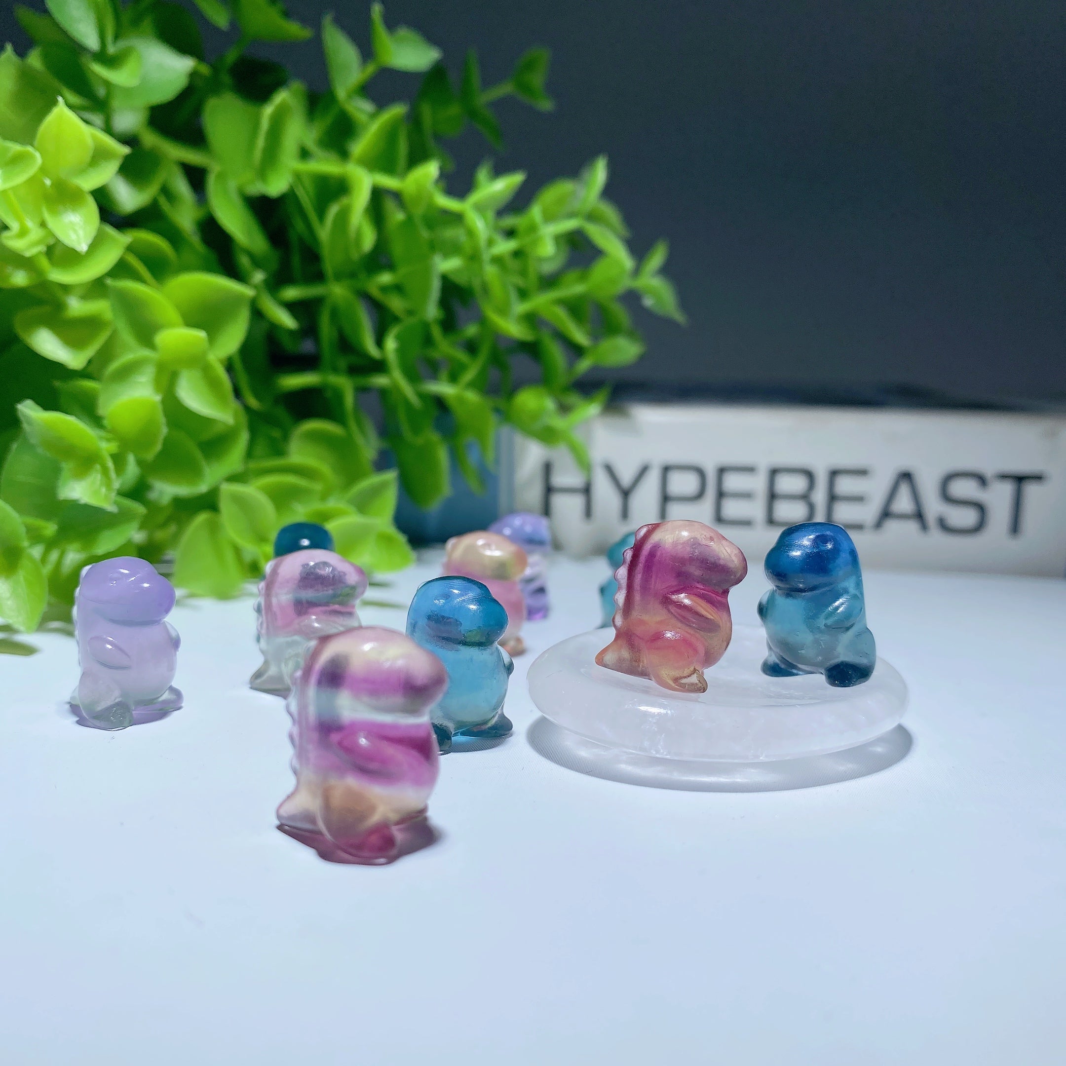 12mm Mini Fluorite Dinosaur Crystal Carving for Jewelry