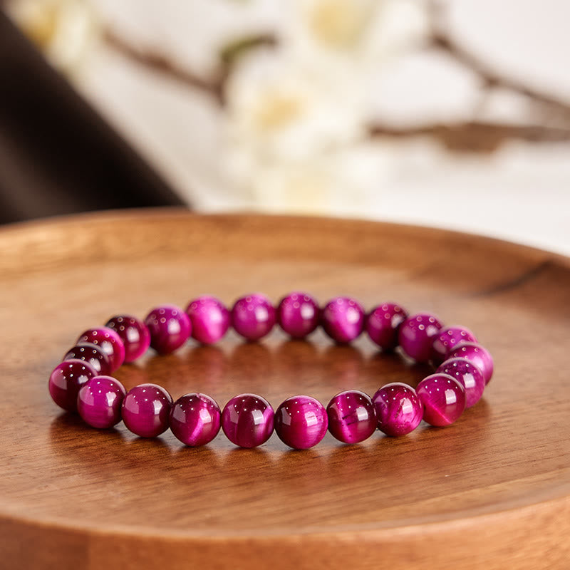 12mm Red Tiger Eye Calm Bracelet for Balance