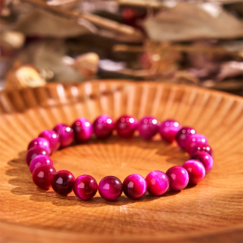 12mm Red Tiger Eye Calm Bracelet for Balance
