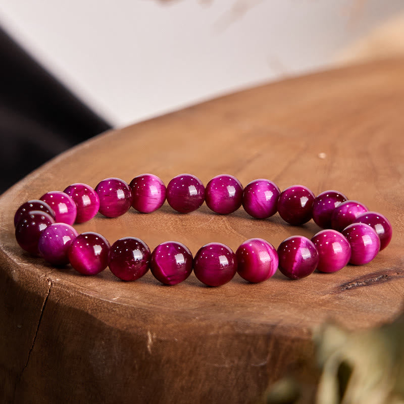 12mm Red Tiger Eye Calm Bracelet for Balance