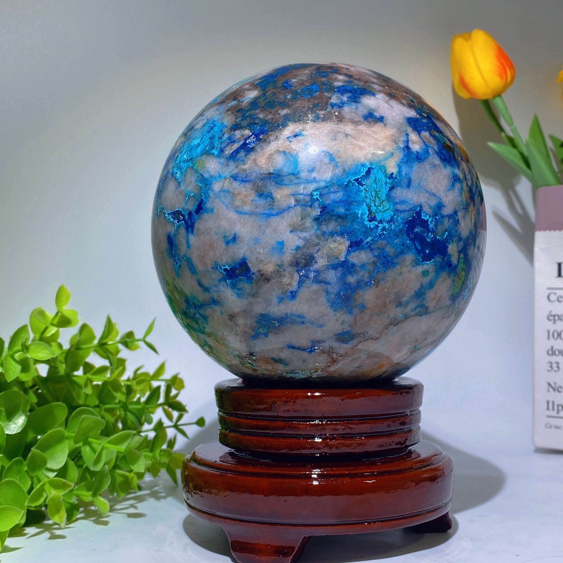 13.5cm Chrysocolla Crystal Sphere for Healing & Balance