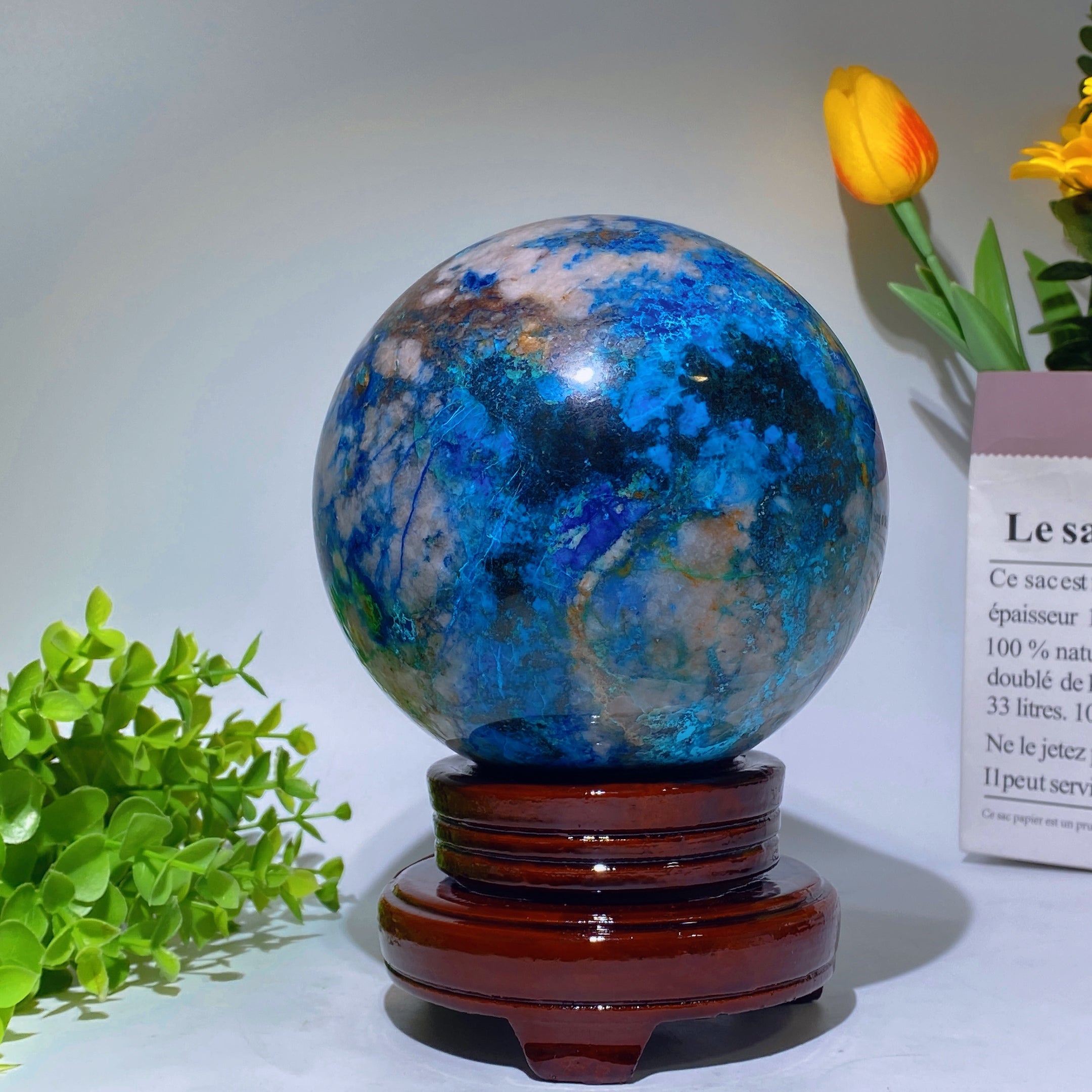 13.5cm Chrysocolla Crystal Sphere for Healing & Balance