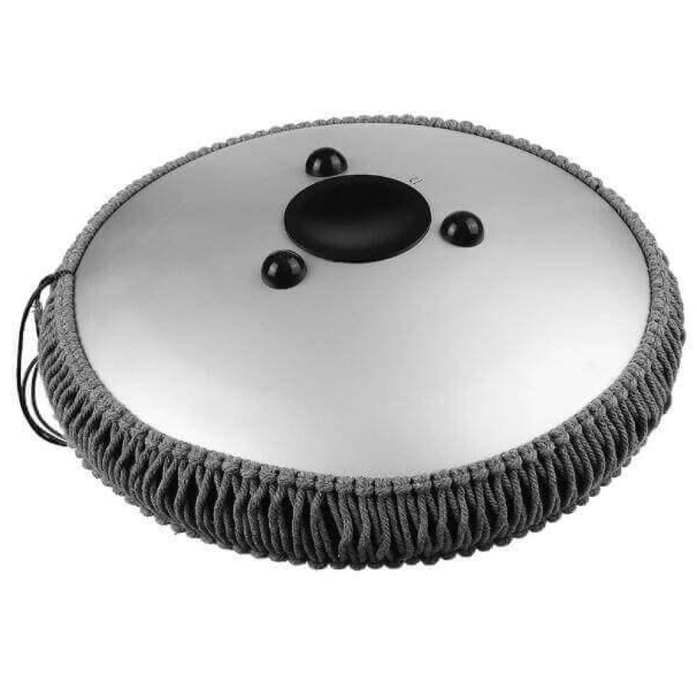 Circular metal pot lid with black knob and ruffled trim for 13-Inch Tongue Drum