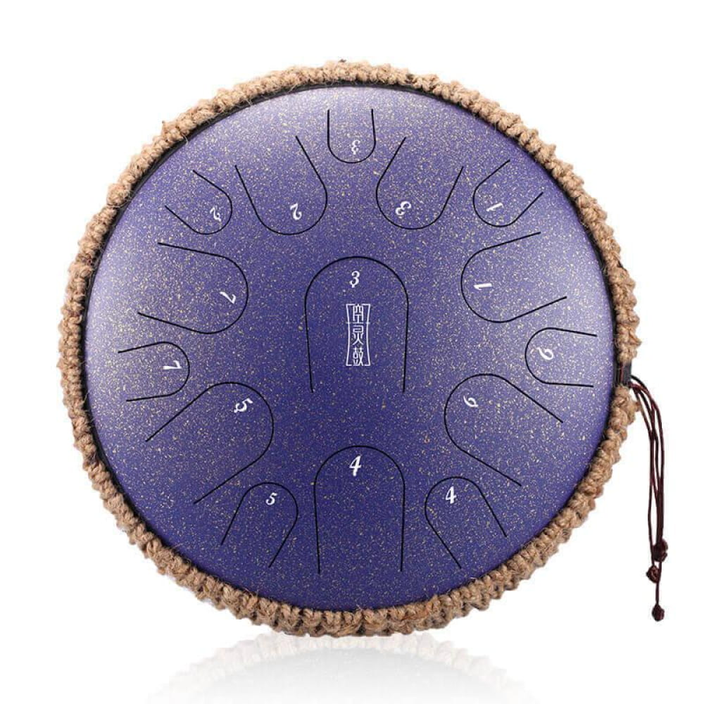 Purple Steel Tongue Drum with Furry Trim and Numbered Zones in C & D Major