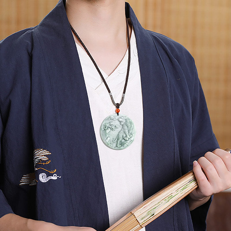 Jade Tiger Zodiac Necklace for Protection and Prosperity