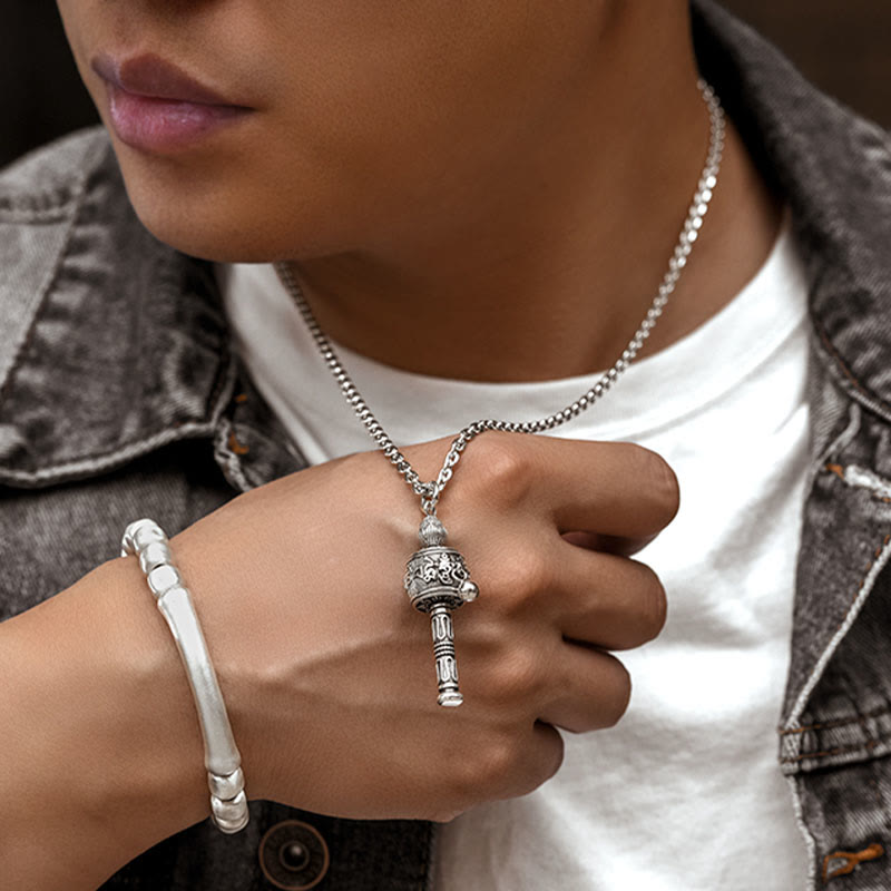 Om Mani Padme Hum Necklace | Tibetan Prayer Wheel Pendant