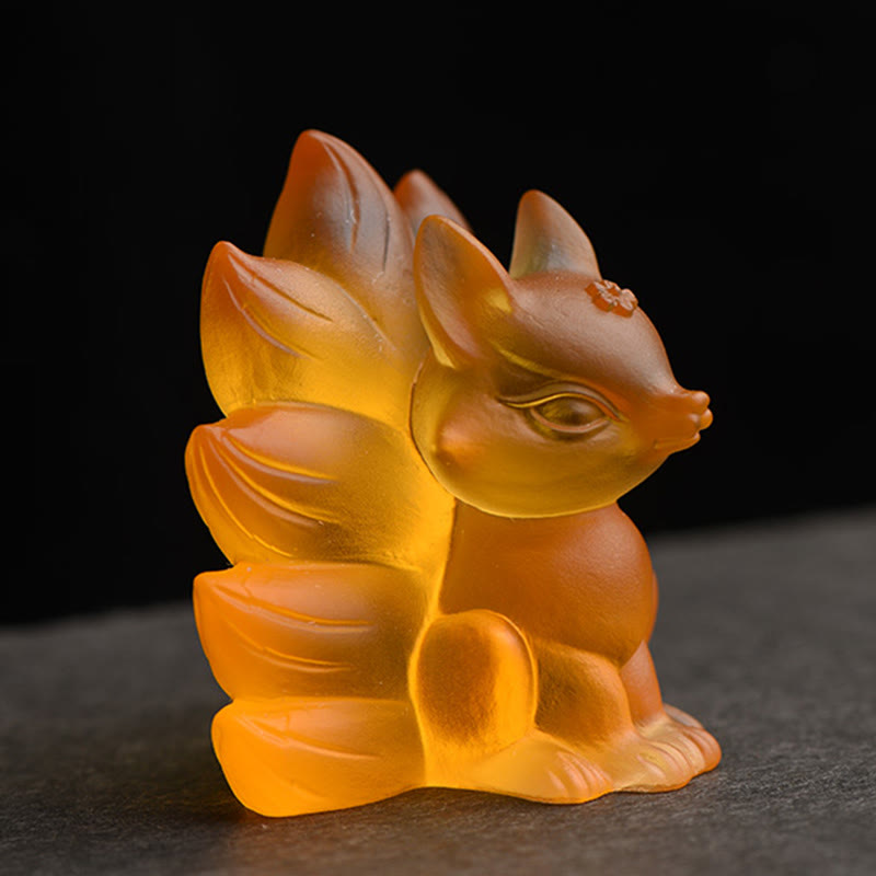 Small Liuli Nine-Tailed Fox Figurine for Success & Strength