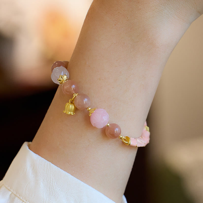 Sun Stone & Golden Silk Jade Positive Charm Bracelet