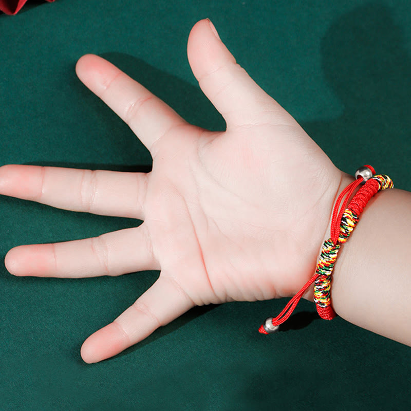 925 Sterling Silver Chinese Lock Charm Red String Kid's Protection Bracelet