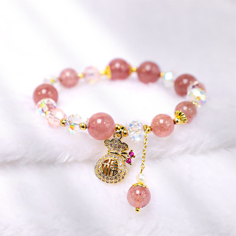 8mm Strawberry Quartz Spiritual Bracelet for Love & Healing