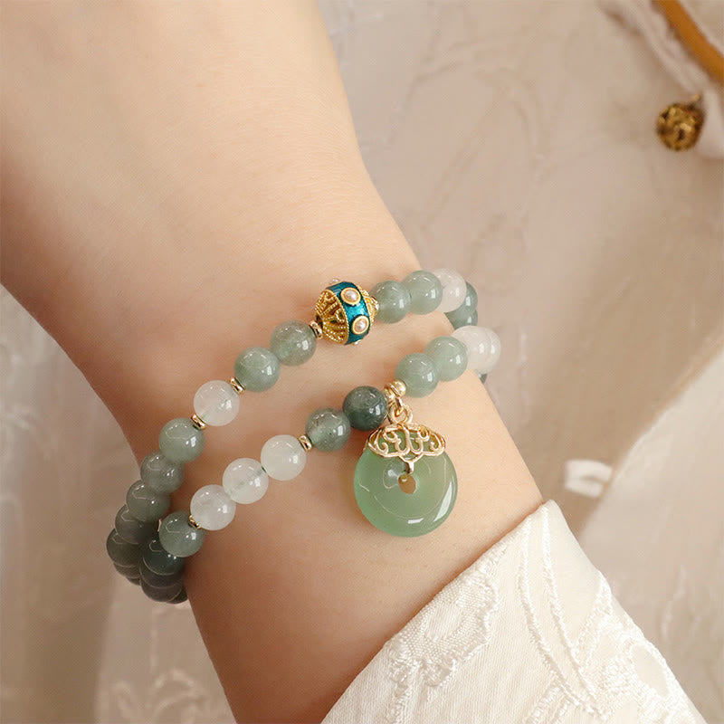 Jade Peace Buckle Bracelet | Single & Double Layer Luck Beads