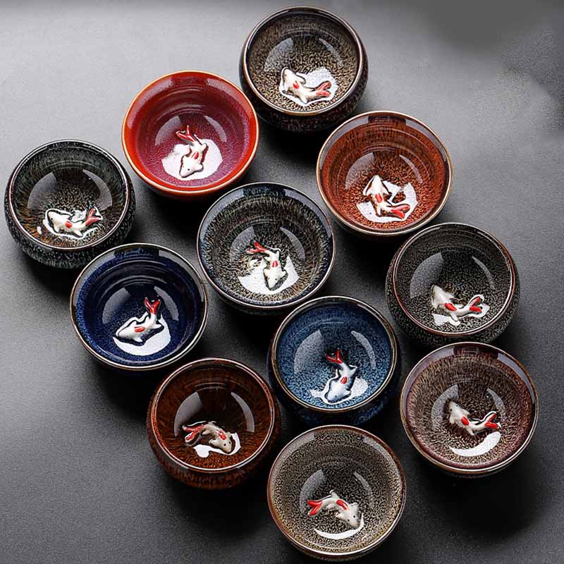 Small Koi Fish Kiln Change Jianzhan Ceramic Tea Cup 60ml