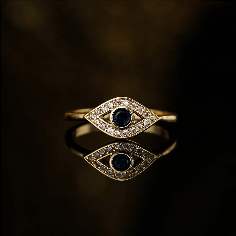 Adjustable Copper Evil Eye Protection Blessing Ring