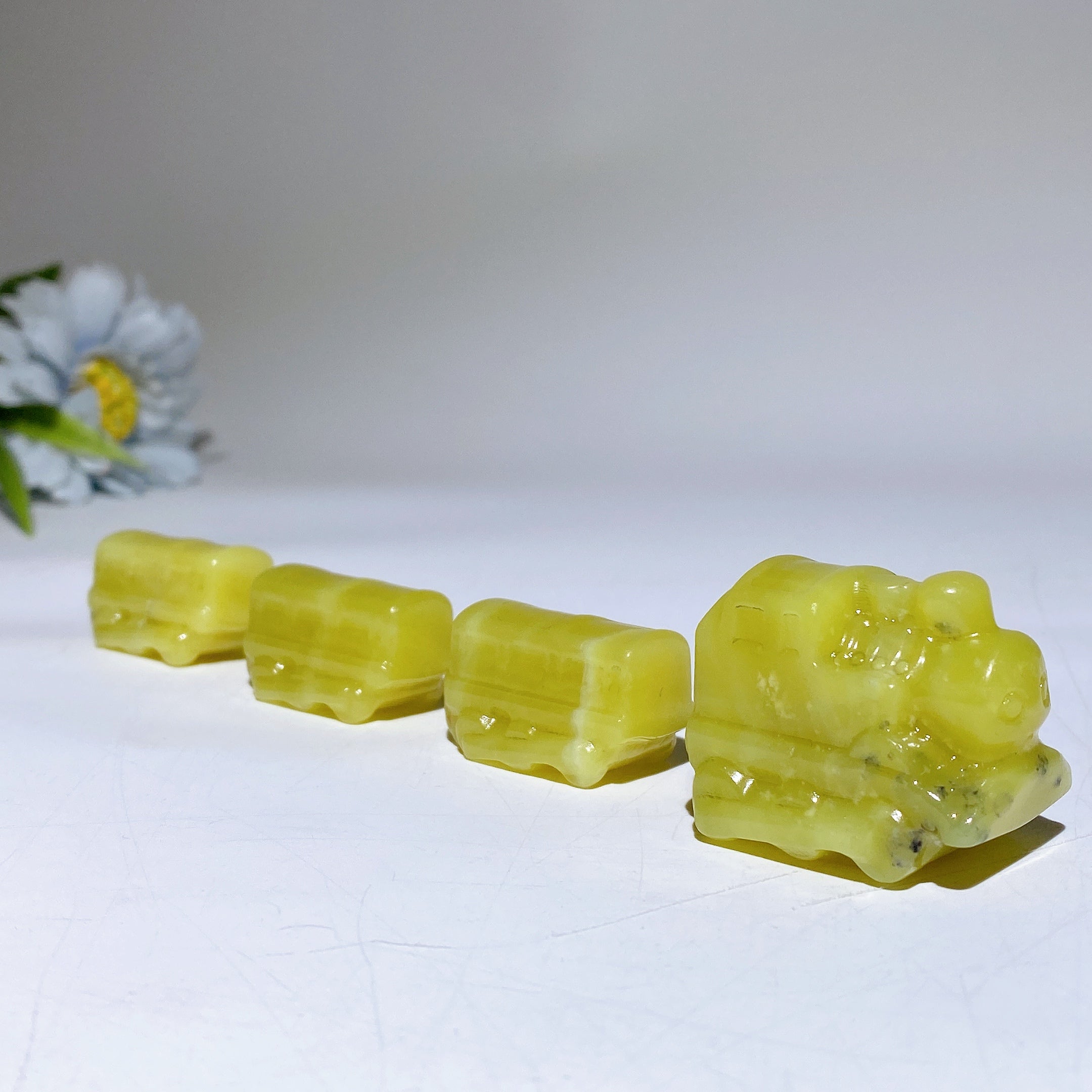 13cm Lemonite Jade Train Crystal Carvings Set for Healing