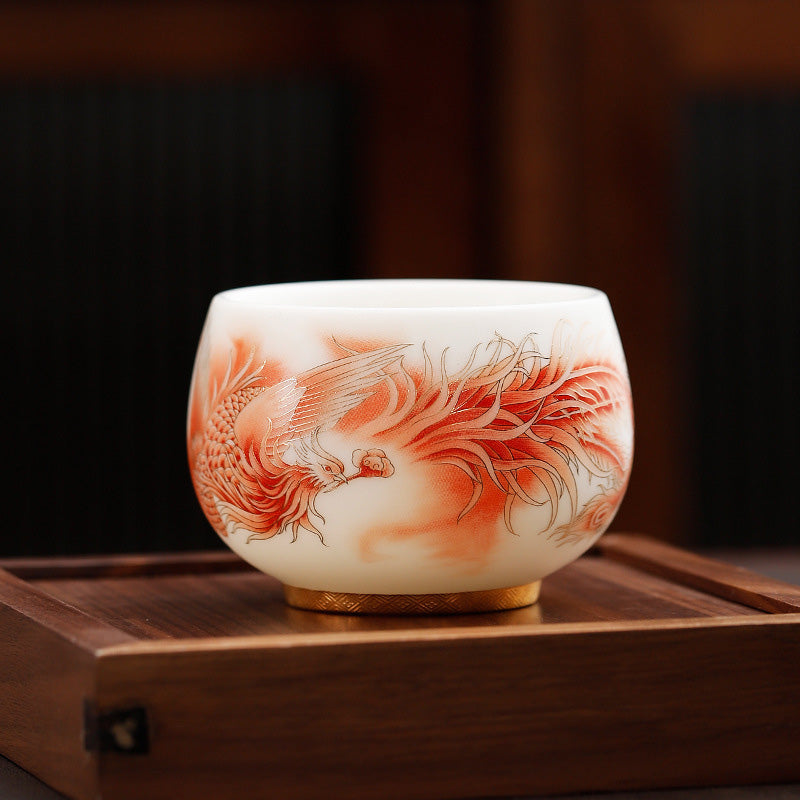 Porcelain Phoenix Tea Cup 180ml | Zen Ceramic Decor