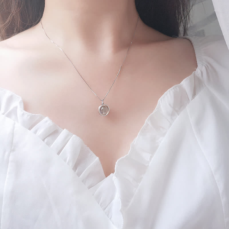 Moonstone Necklace Pendant 925 Sterling Silver Love Planet Rotatable