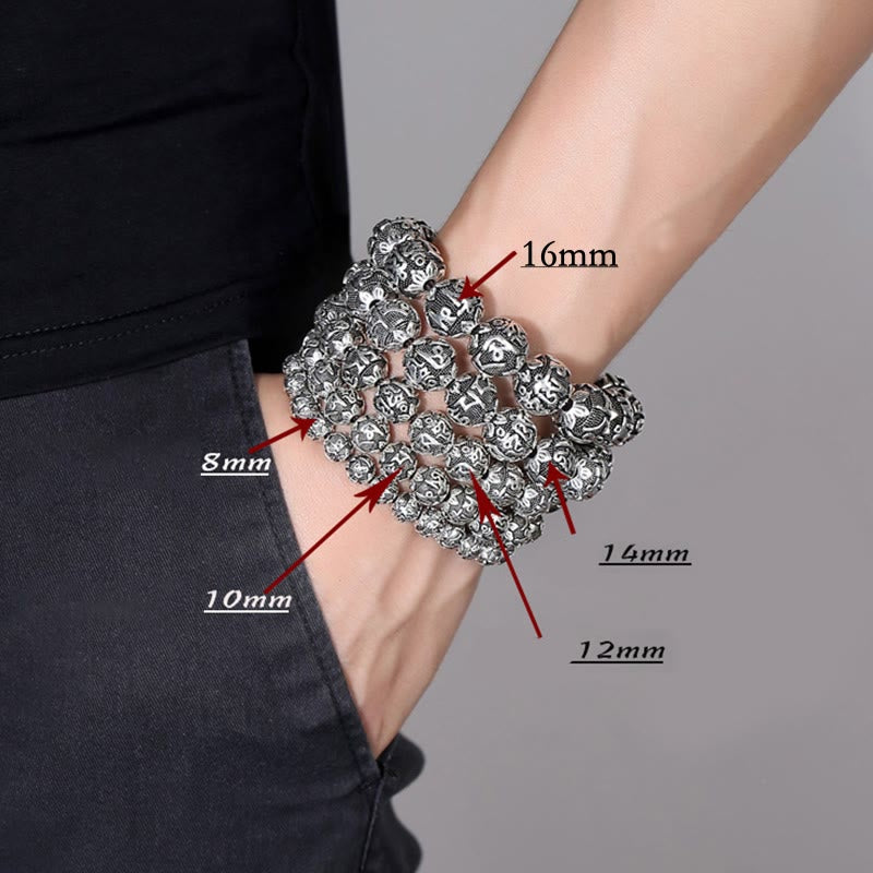 Om Mani Padme Hum Alloy Bracelet | 8mm Spiritual Protection Beads