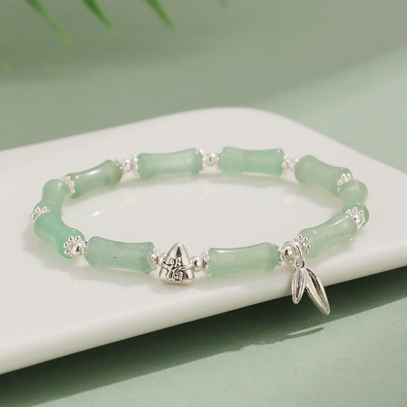 Peridot White Jade Bamboo Fu Symbolic Luck Bracelet