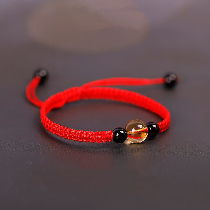 14-16cm Citrine Black Obsidian King Kong Knot Protection Bracelet