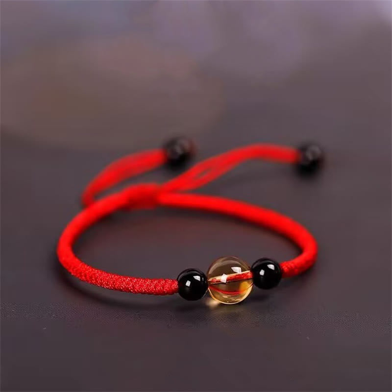 14-16cm Citrine Black Obsidian King Kong Knot Protection Bracelet