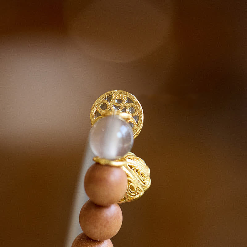 14-16cm Gray Agate Sandalwood Chalcedony Cuff Bracelet for Calm