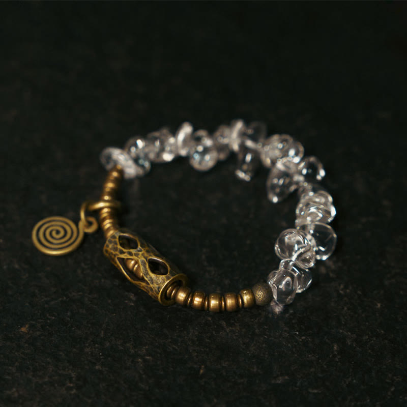 14-17.5cm White Crystal Copper Clarity Bracelet for Meditation