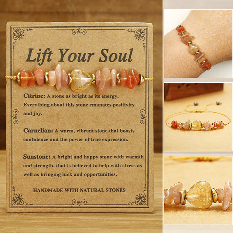14-24cm Citrine Carnelian Sunstone Happiness Bracelet