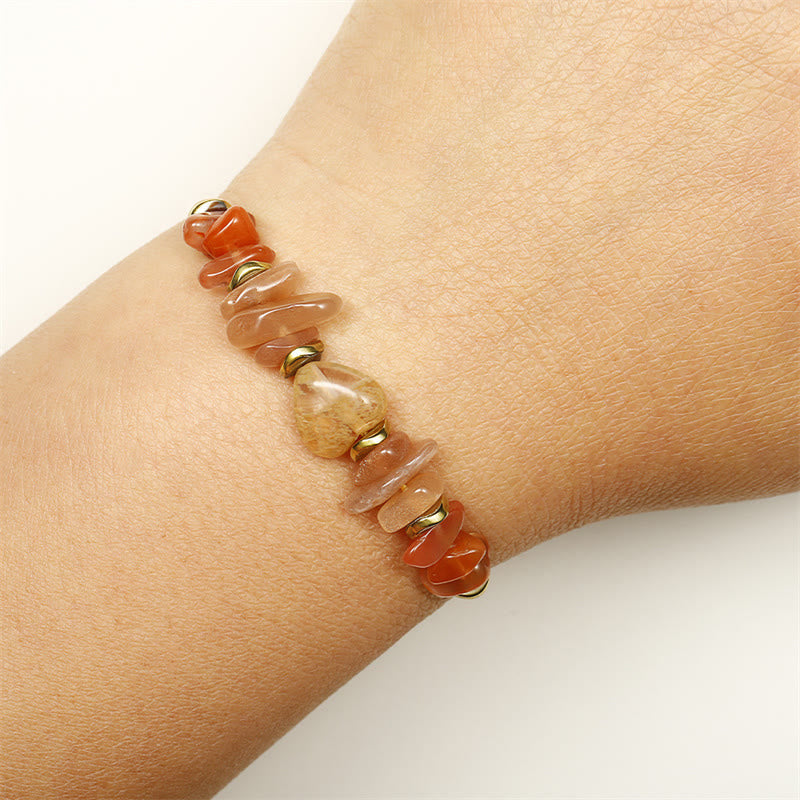 14-24cm Citrine Carnelian Sunstone Happiness Bracelet