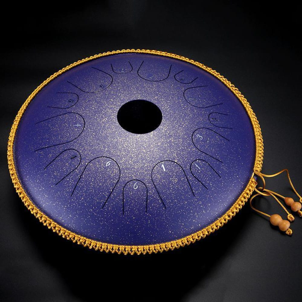 Purple steel tongue drum with gold trim, 14-Inch Alloy Copper, 14 Notes C Key