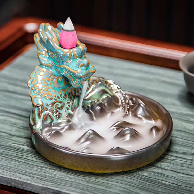 Dragon Ceramic Backflow Smoke Incense Burner Decor