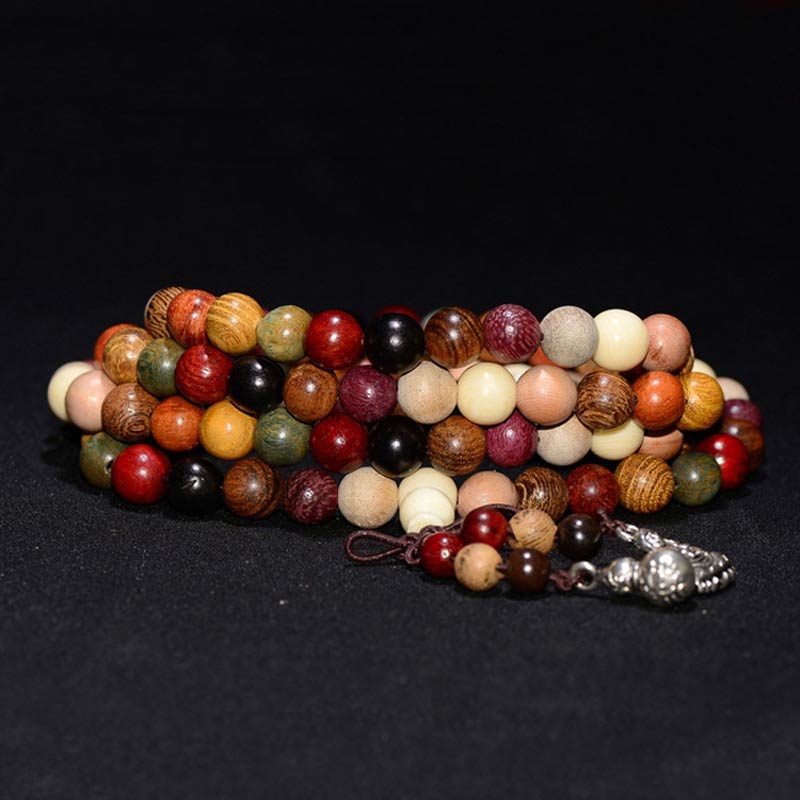 108 Beads Wenge Wood Mala Bracelet for Meditation & Balance