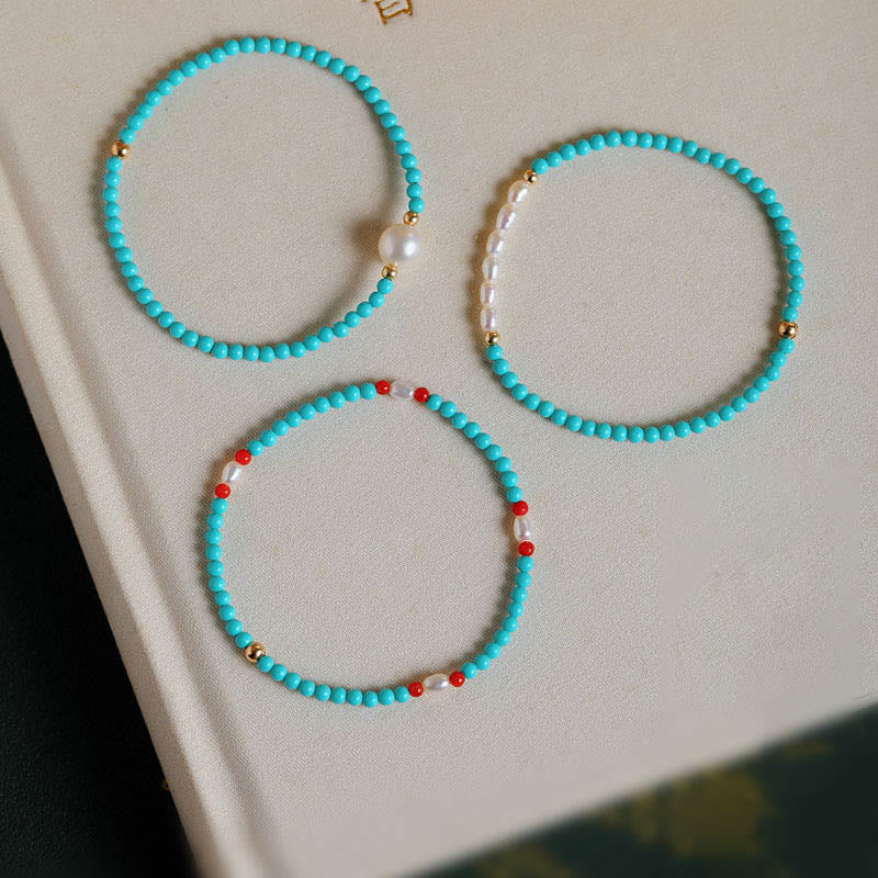 Turquoise Red Agate Protection Bracelet Small Beads